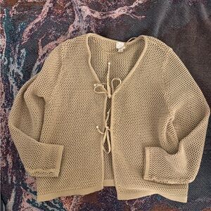 Women's Crochet Style Beige Knit Sweater